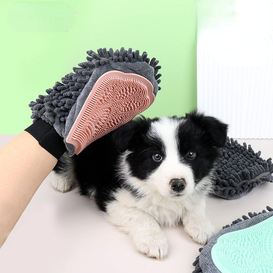 "2-in-1 Pet Bathing Brush Glove for Grooming, Massaging, and Drying Dogs & Cats"
