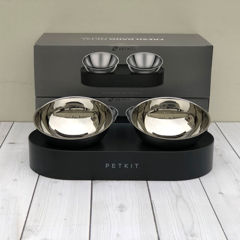 Adjustable Stainless Steel Pet Cat Double Bowls Anti-Slip