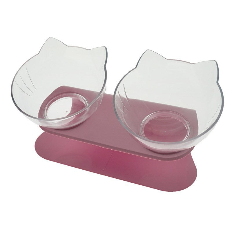 "Ergonomic Double Cat Bowl – Protect Your Cat's Neck While Eating"