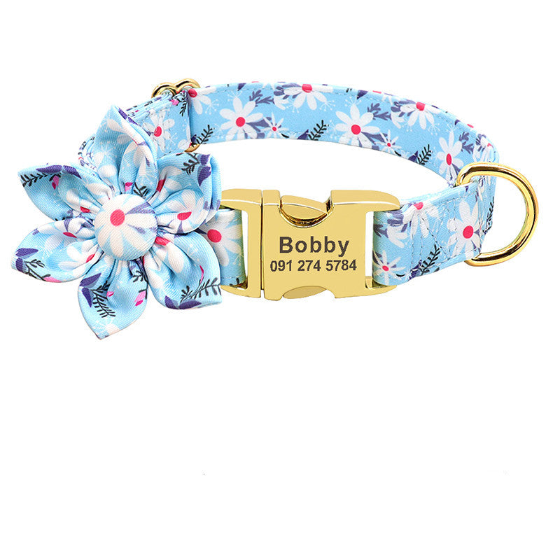 Fashion Printed Personalized Nylon Collar Custom Pet Puppy Cat Collars Engraved ID Tag Collars Accessories