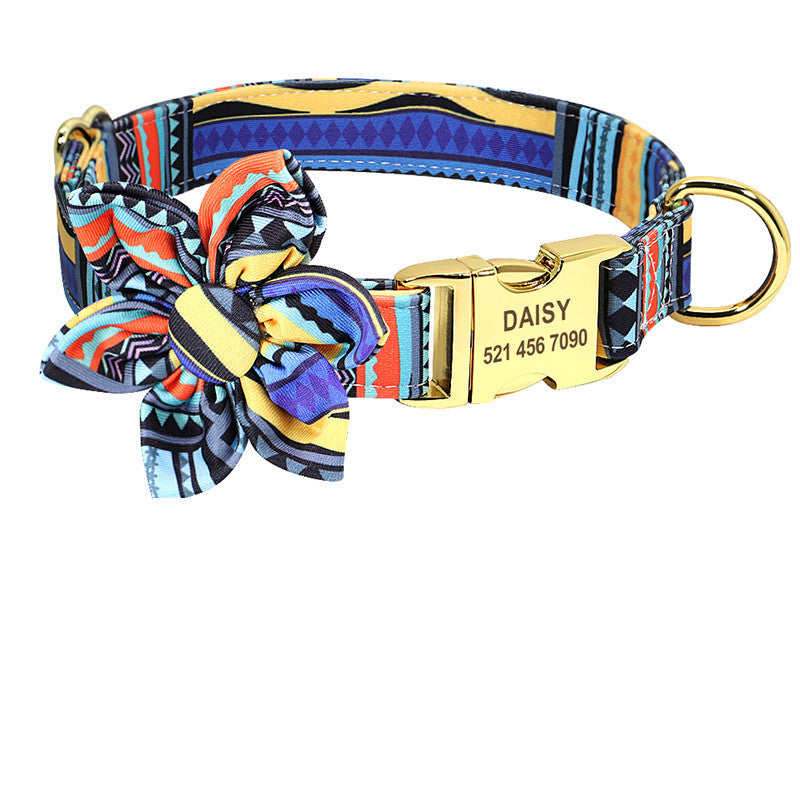 Fashion Printed Personalized Nylon Collar Custom Pet Puppy Cat Collars Engraved ID Tag Collars Accessories