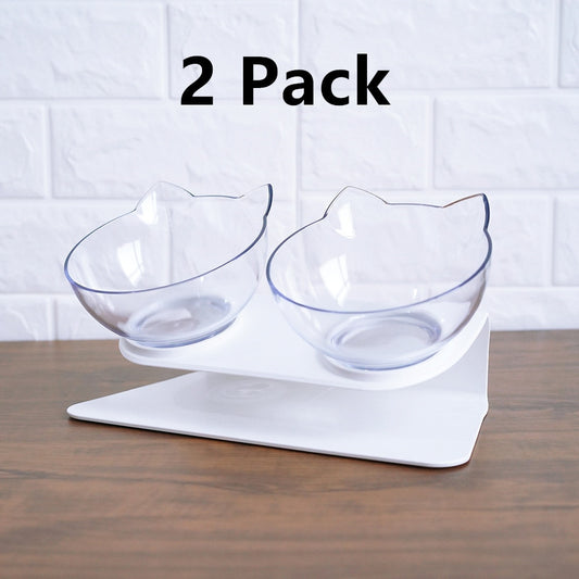 "Ergonomic Double Cat Bowl – Protect Your Cat's Neck While Eating"