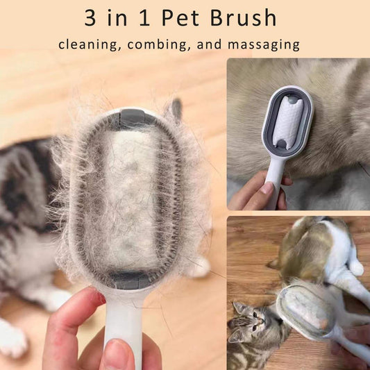 4-in-1 Cat Grooming Brush – Double-Sided, Water Tank & Hair Removal for Cats & Dogs