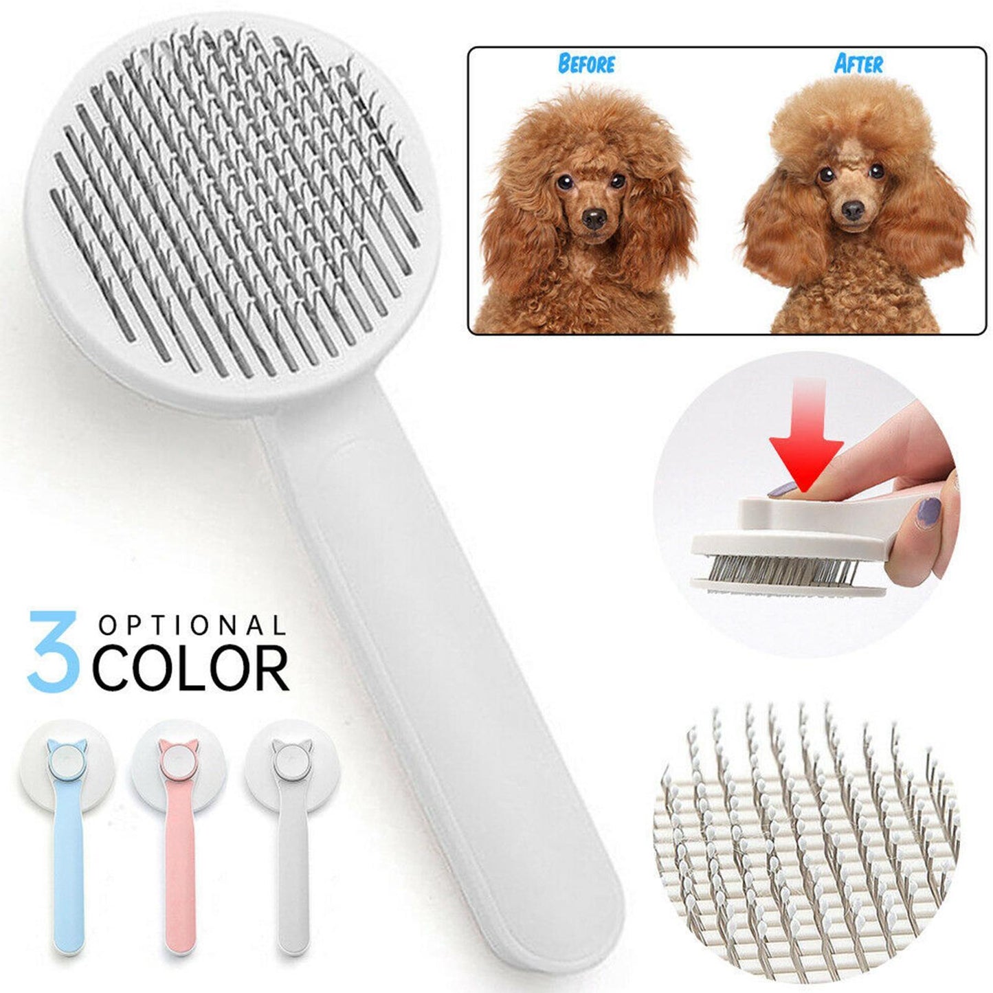 **Self-Cleaning Pet Brush for Cats and Dogs – Tangle-Free Grooming Made Easy!**