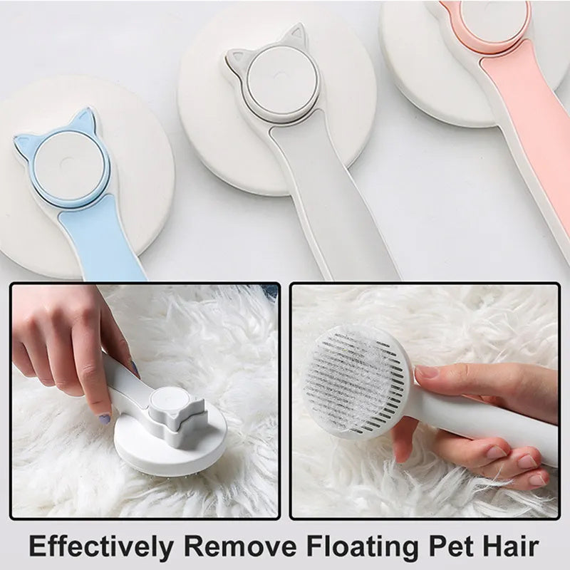 **Self-Cleaning Pet Brush for Cats and Dogs – Tangle-Free Grooming Made Easy!**