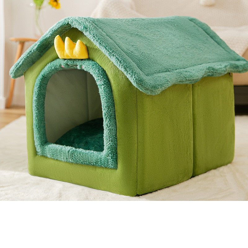 Cozy Foldable Dog House – Warm & Enclosed Bed for Pets This Winter!