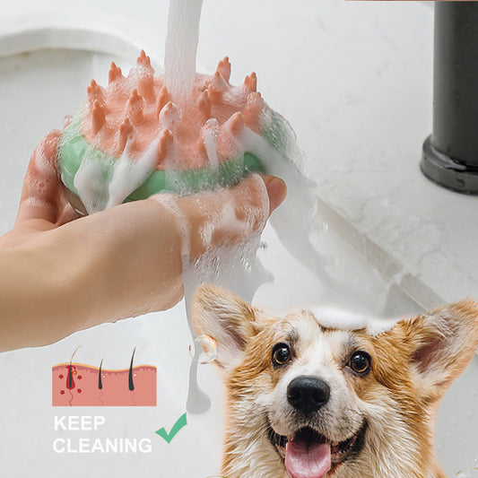 2-in-1 Pet Shampoo Dispensing Grooming Brush – Easy Bathing and Massage for Cats & Dogs!