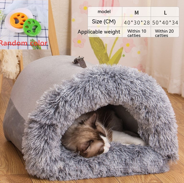 Portable Warm Pet Nest for Cats & Dogs – Cozy, Moisture-Proof Autumn/Winter Bed