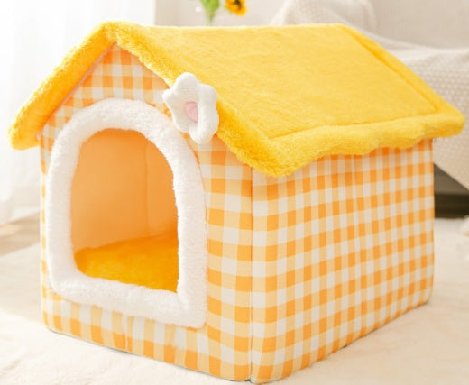 Cozy Foldable Dog House – Warm & Enclosed Bed for Pets This Winter!