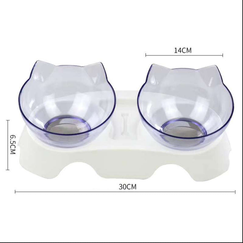 "Ergonomic Double Cat Bowl – Protect Your Cat's Neck While Eating"