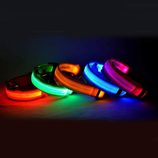 Glow in the Dark LED Pet Collar for Night Safety – Adjustable & Flashing