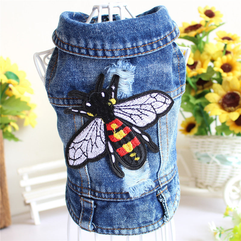 Designer pet Clothes Small Dog Denim Jacket Coat Cat Costume Puppy Jeans Vest Spring Clothing