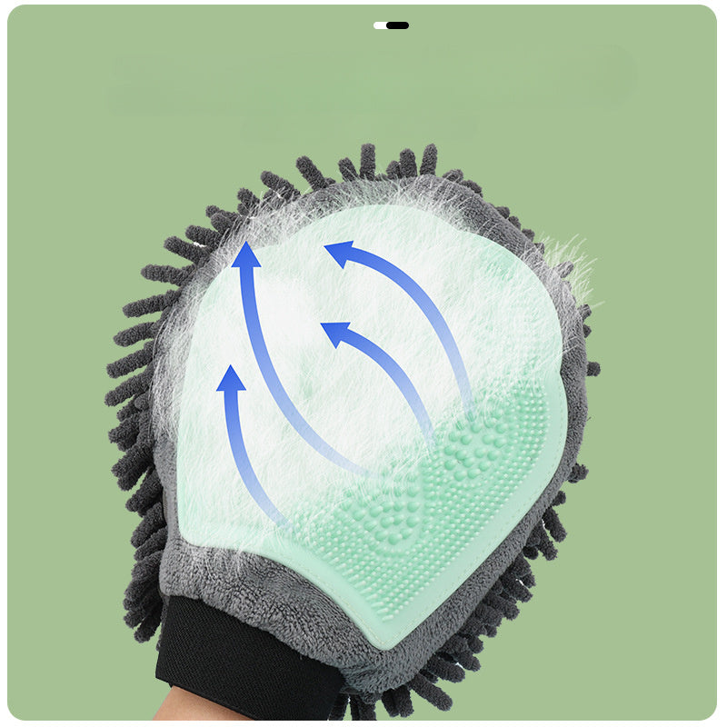 "2-in-1 Pet Bathing Brush Glove for Grooming, Massaging, and Drying Dogs & Cats"