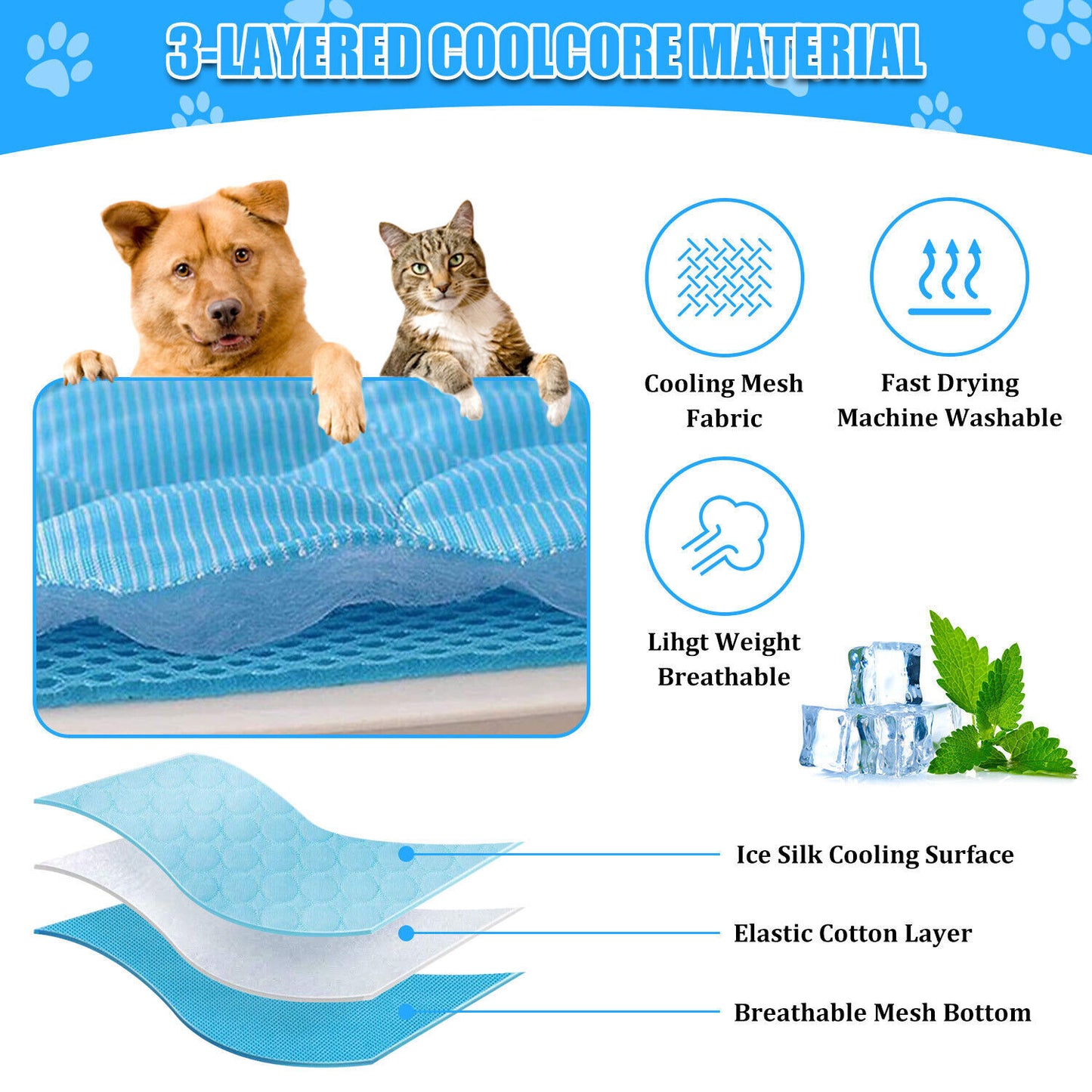 Cooling Mat for Pets – Summer Bed for Dogs & Cats to Stay Cool & Comfortable
