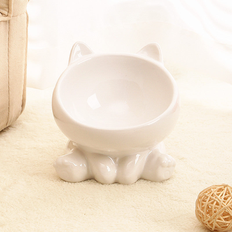 **Ergonomic Ceramic Cat Bowl with Neck Guard - Ideal for Comfortable Feeding**
