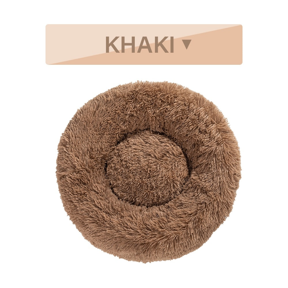 "Fluffy Donut Dog Bed – Soft, Calming Cushion for Small & Large Pets"