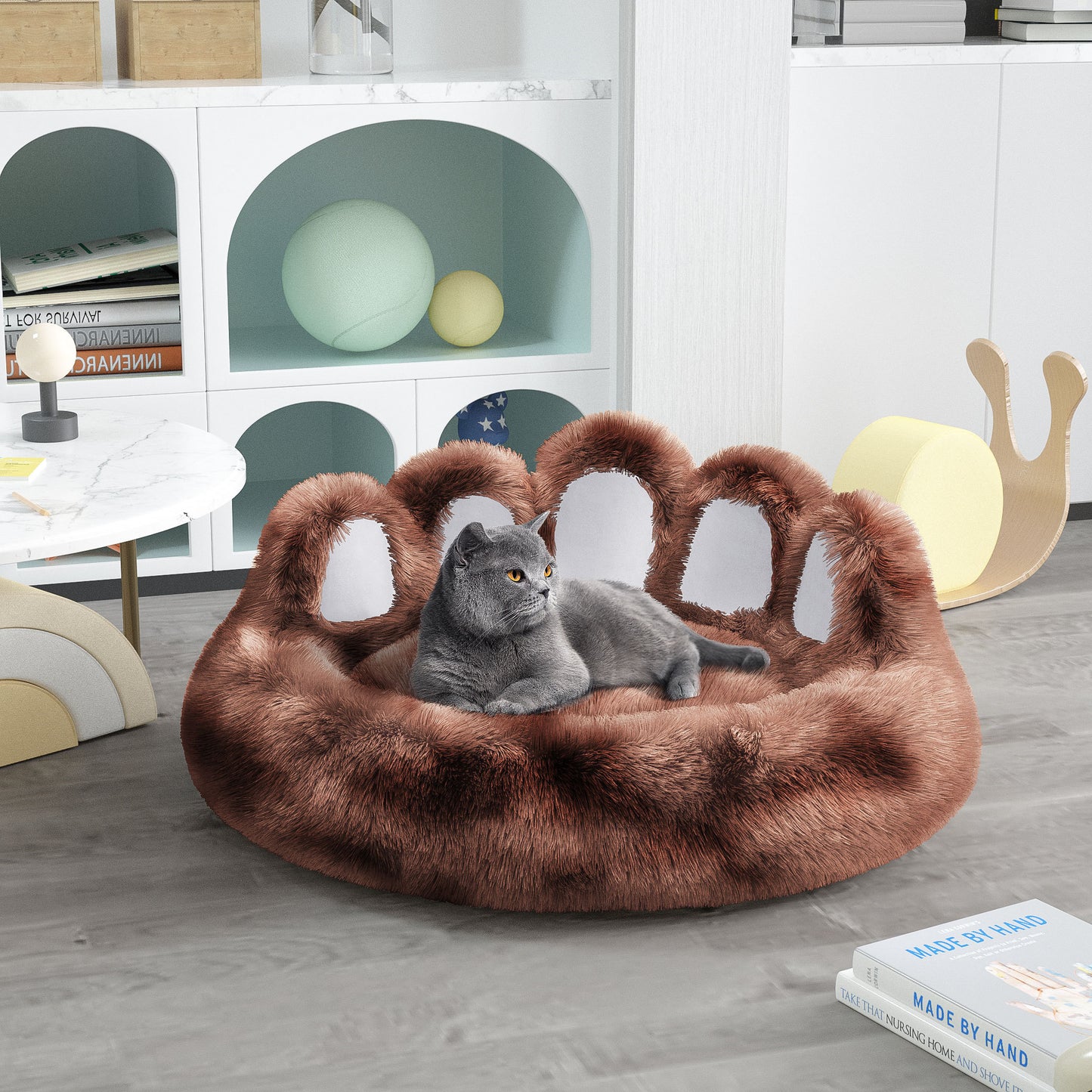 Cozy Bear Paw Pet Bed – Warm, Removable, and Washable Kennel for Deep Sleep
