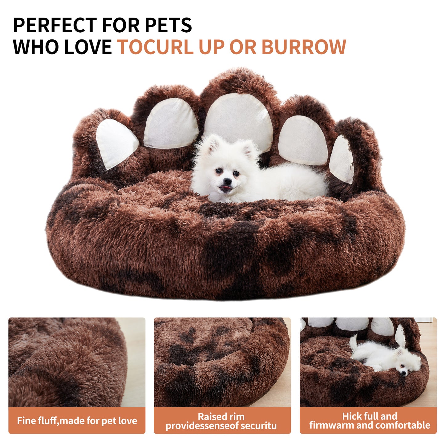 Cozy Bear Paw Pet Bed – Warm, Removable, and Washable Kennel for Deep Sleep