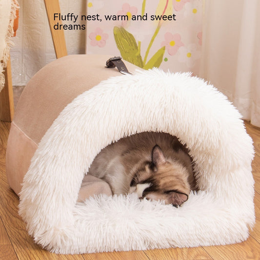 Portable Warm Pet Nest for Cats & Dogs – Cozy, Moisture-Proof Autumn/Winter Bed