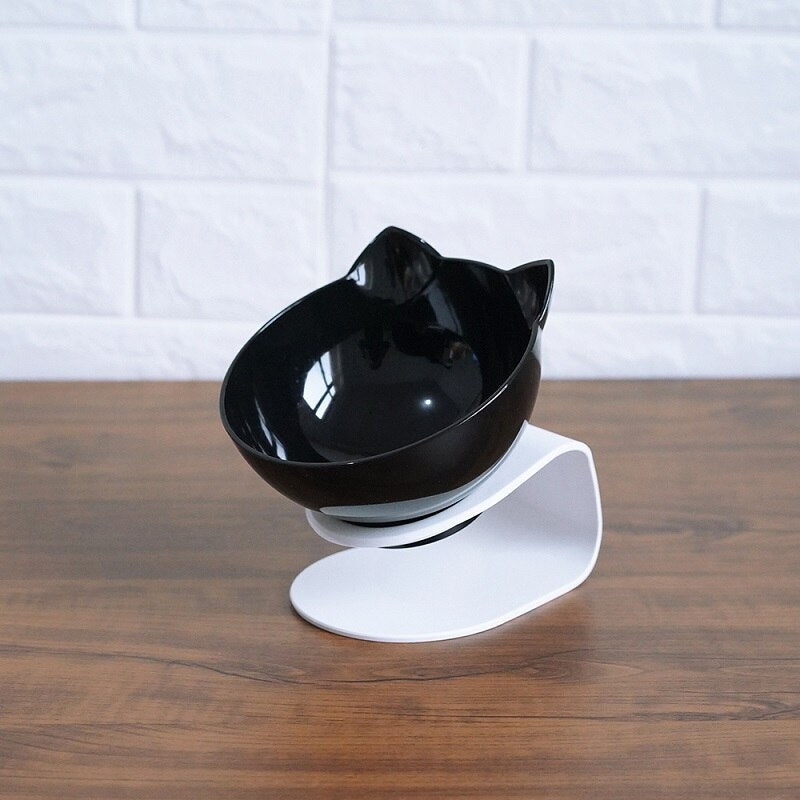 "Ergonomic Double Cat Bowl – Protect Your Cat's Neck While Eating"