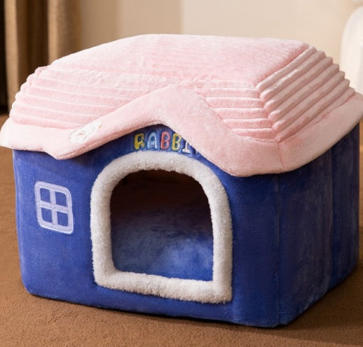 Cozy Foldable Dog House – Warm & Enclosed Bed for Pets This Winter!
