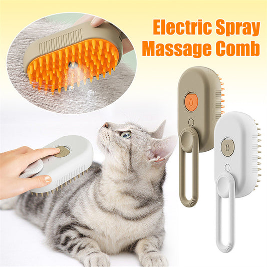 3-in-1 Electric Pet Grooming Brush for Cats & Dogs – Steam, Massage & Hair Removal