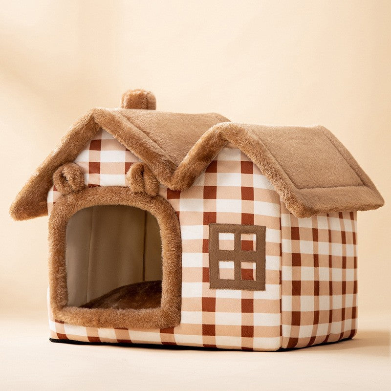 Cozy Foldable Dog House – Warm & Enclosed Bed for Pets This Winter!