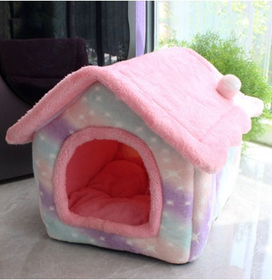 Cozy Foldable Dog House – Warm & Enclosed Bed for Pets This Winter!