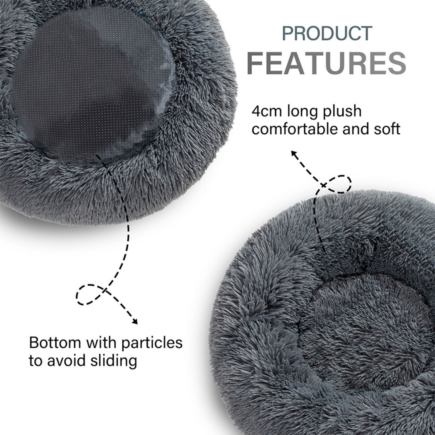 "Fluffy Donut Dog Bed – Soft, Calming Cushion for Small & Large Pets"