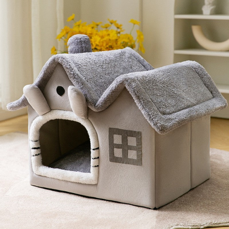 Cozy Foldable Dog House – Warm & Enclosed Bed for Pets This Winter!