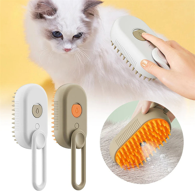 3-in-1 Electric Pet Grooming Brush for Cats & Dogs – Steam, Massage & Hair Removal