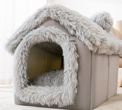 Cozy Foldable Dog House – Warm & Enclosed Bed for Pets This Winter!