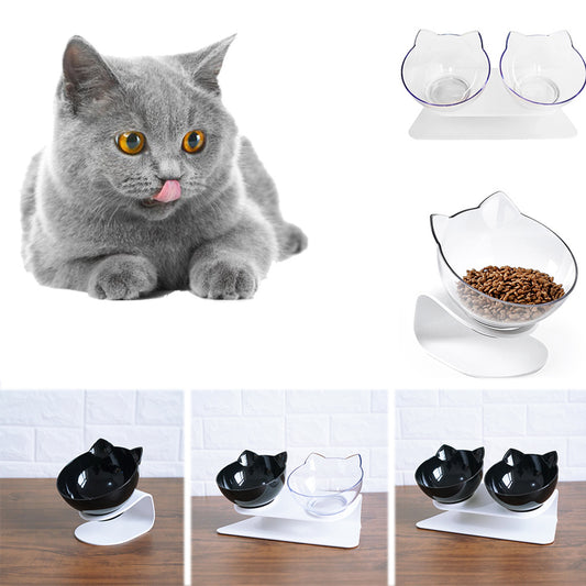 "Ergonomic Double Cat Bowl – Protect Your Cat's Neck While Eating"