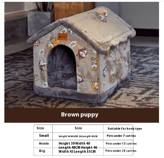 Cozy Foldable Dog House – Warm & Enclosed Bed for Pets This Winter!