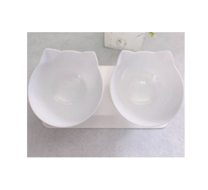 "Ergonomic Double Cat Bowl – Protect Your Cat's Neck While Eating"