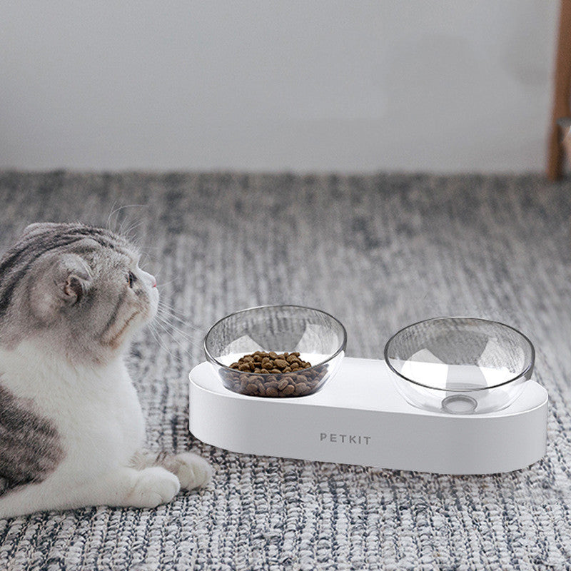 Adjustable Stainless Steel Pet Cat Double Bowls Anti-Slip