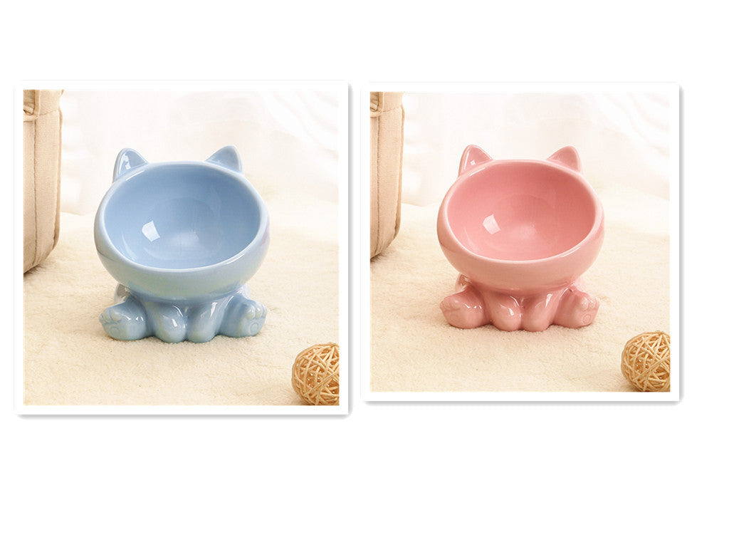 **Ergonomic Ceramic Cat Bowl with Neck Guard - Ideal for Comfortable Feeding**