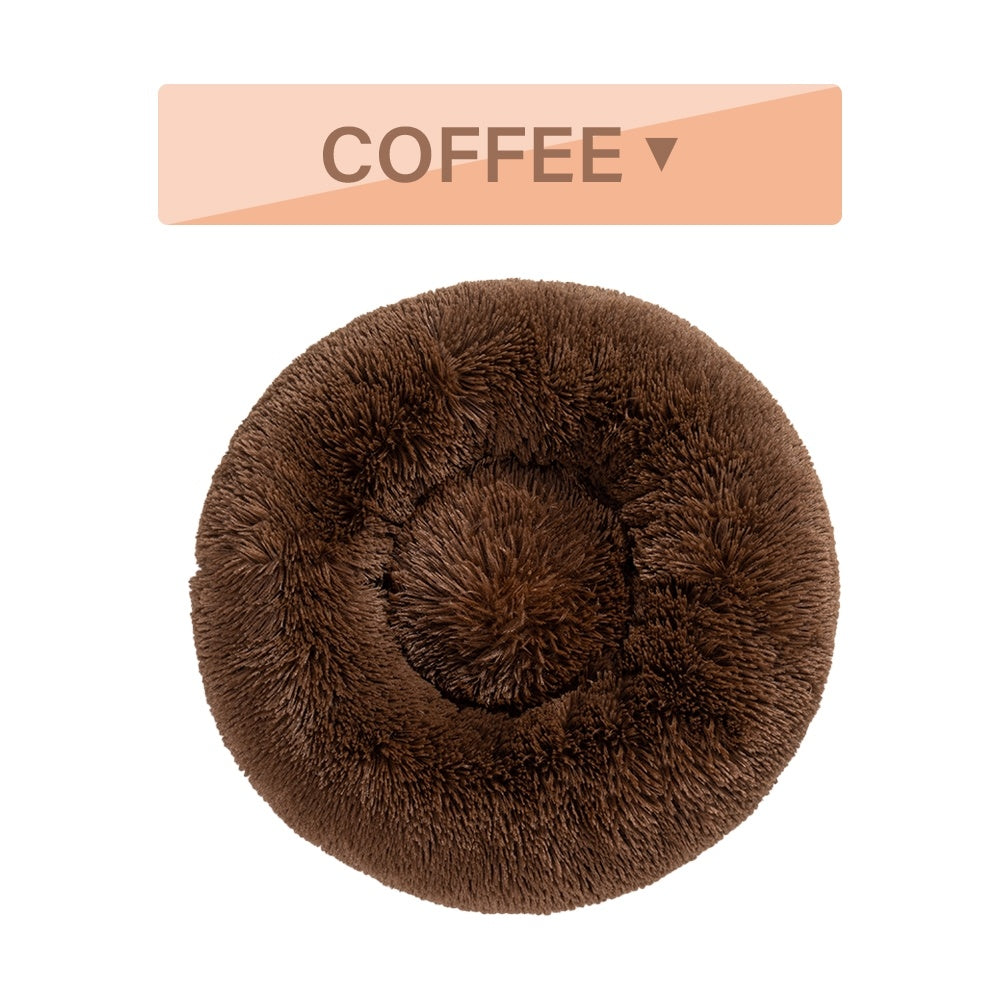 "Fluffy Donut Dog Bed – Soft, Calming Cushion for Small & Large Pets"