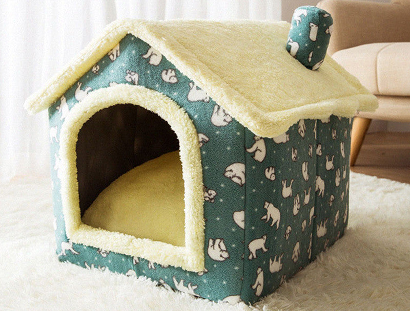 Cozy Foldable Dog House – Warm & Enclosed Bed for Pets This Winter!