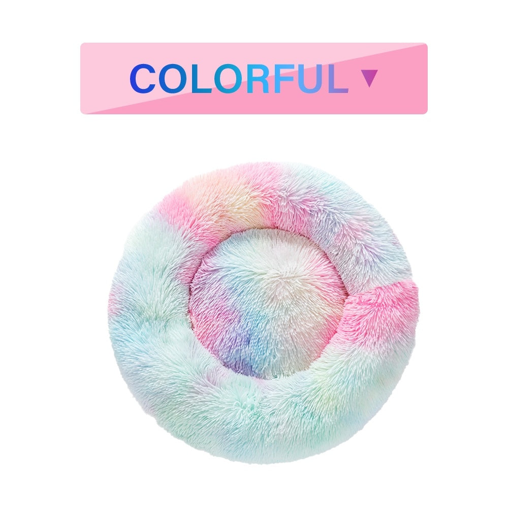 "Fluffy Donut Dog Bed – Soft, Calming Cushion for Small & Large Pets"