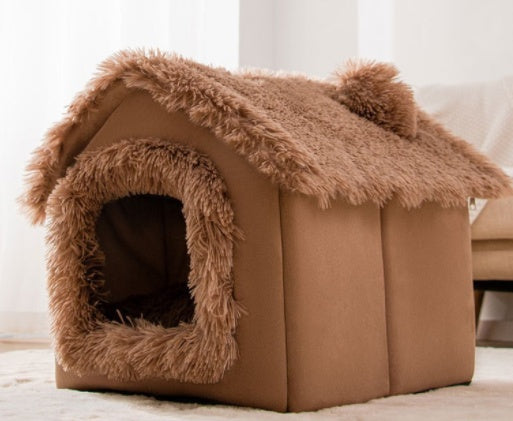 Cozy Foldable Dog House – Warm & Enclosed Bed for Pets This Winter!