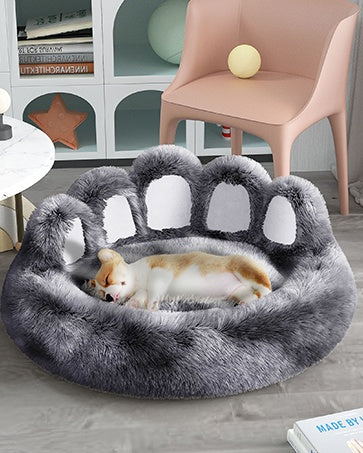 Cozy Bear Paw Pet Bed – Warm, Removable, and Washable Kennel for Deep Sleep
