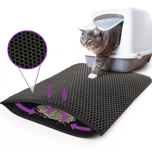 "Waterproof Double Layer Cat Litter Mat – Non-Slip, Washable & Honeycomb Design"