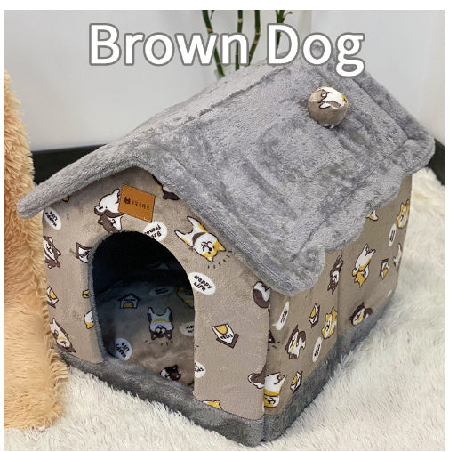 Cozy Foldable Dog House – Warm & Enclosed Bed for Pets This Winter!