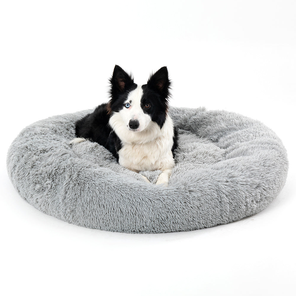 "Fluffy Donut Dog Bed – Soft, Calming Cushion for Small & Large Pets"