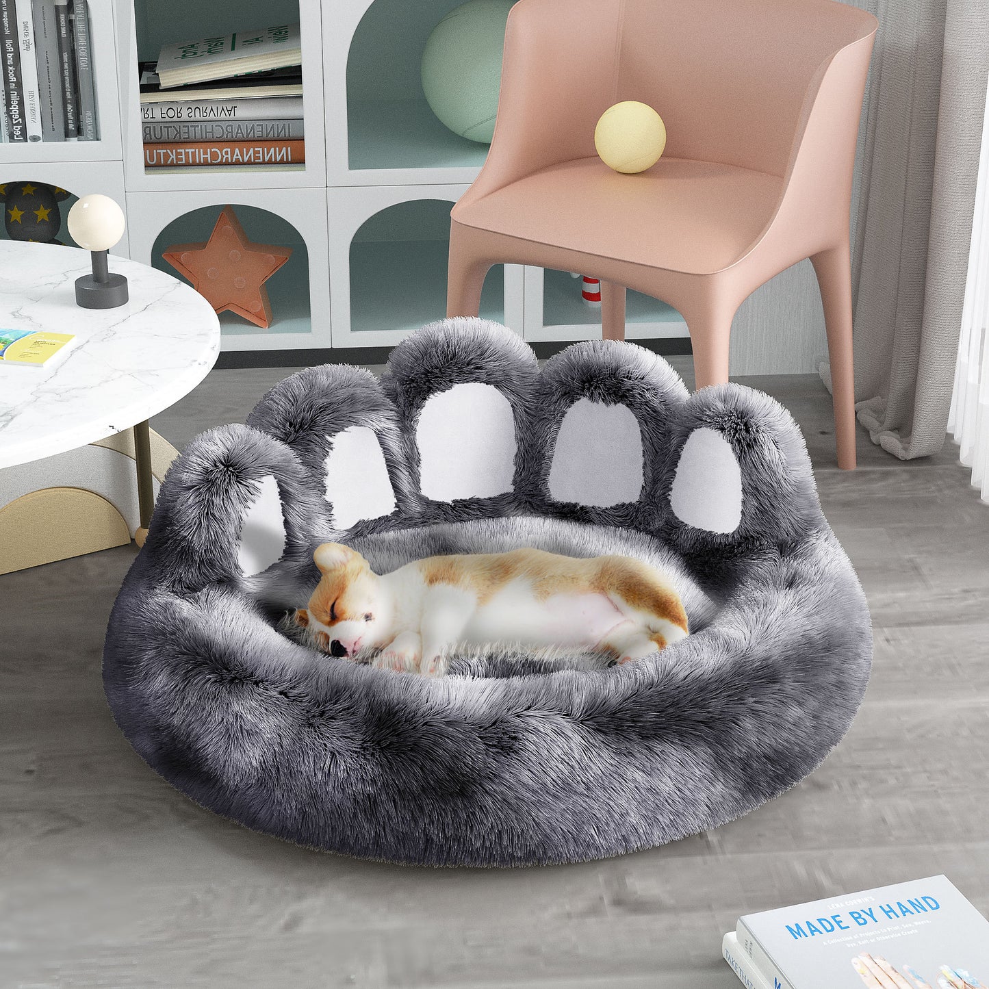 Cozy Bear Paw Pet Bed – Warm, Removable, and Washable Kennel for Deep Sleep