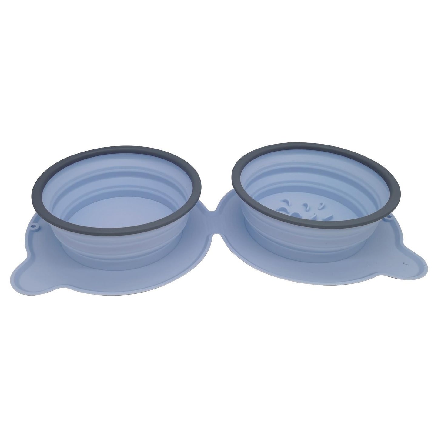 Portable Silicone Double Food Bowls Foldable Non-Slip Cat Bowl Pet Travel Anti-Choking Feeding Bowl Outdoor