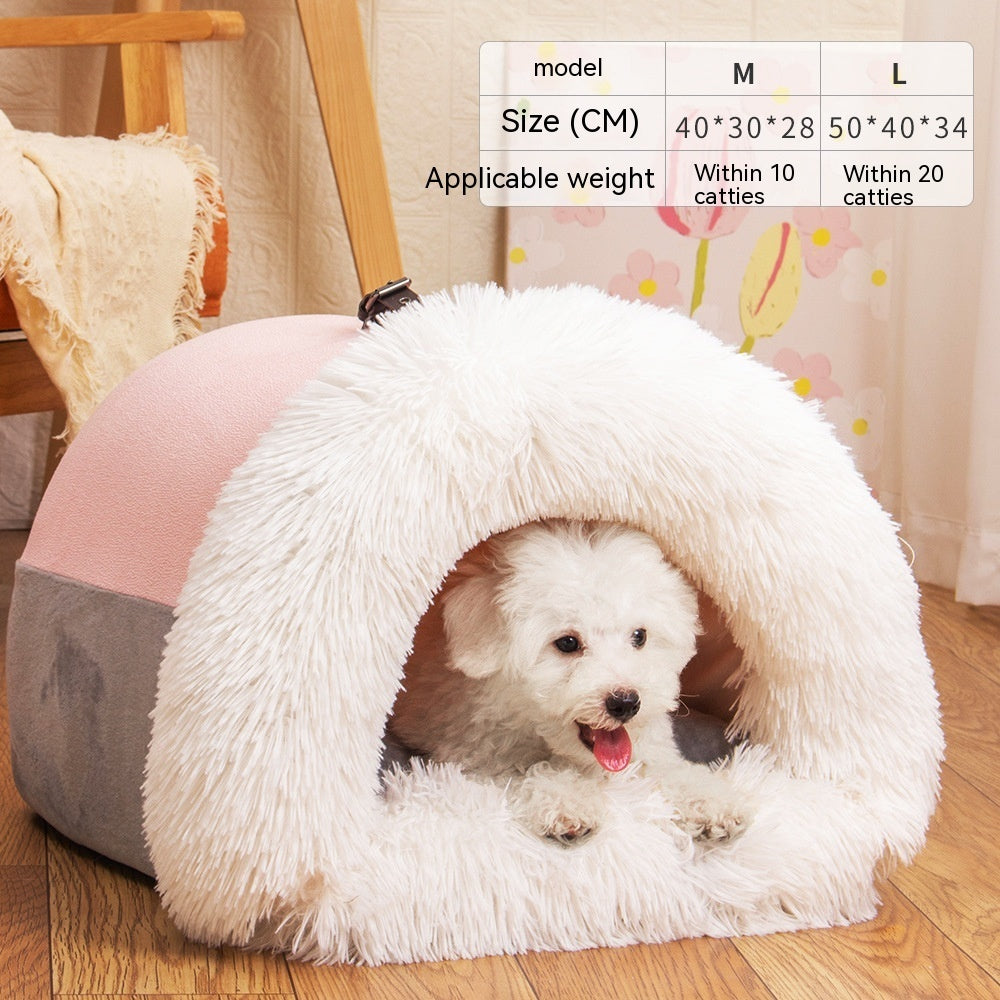 Portable Warm Pet Nest for Cats & Dogs – Cozy, Moisture-Proof Autumn/Winter Bed