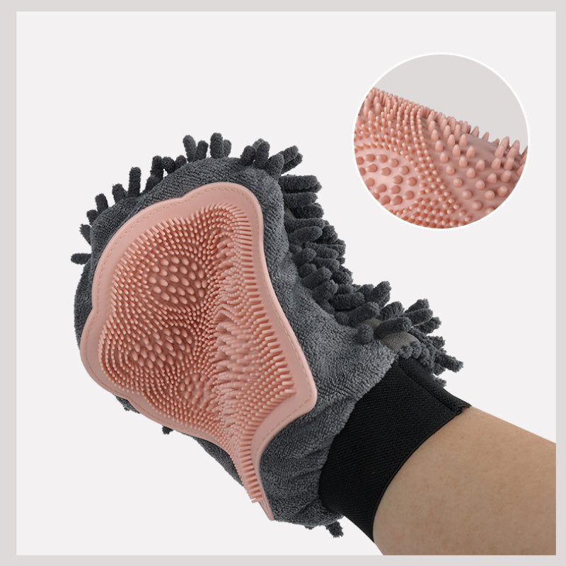 "2-in-1 Pet Bathing Brush Glove for Grooming, Massaging, and Drying Dogs & Cats"