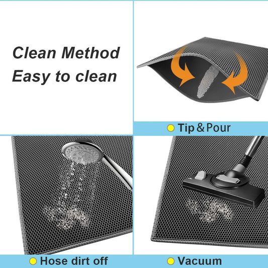 "Waterproof Double Layer Cat Litter Mat – Non-Slip, Washable & Honeycomb Design"